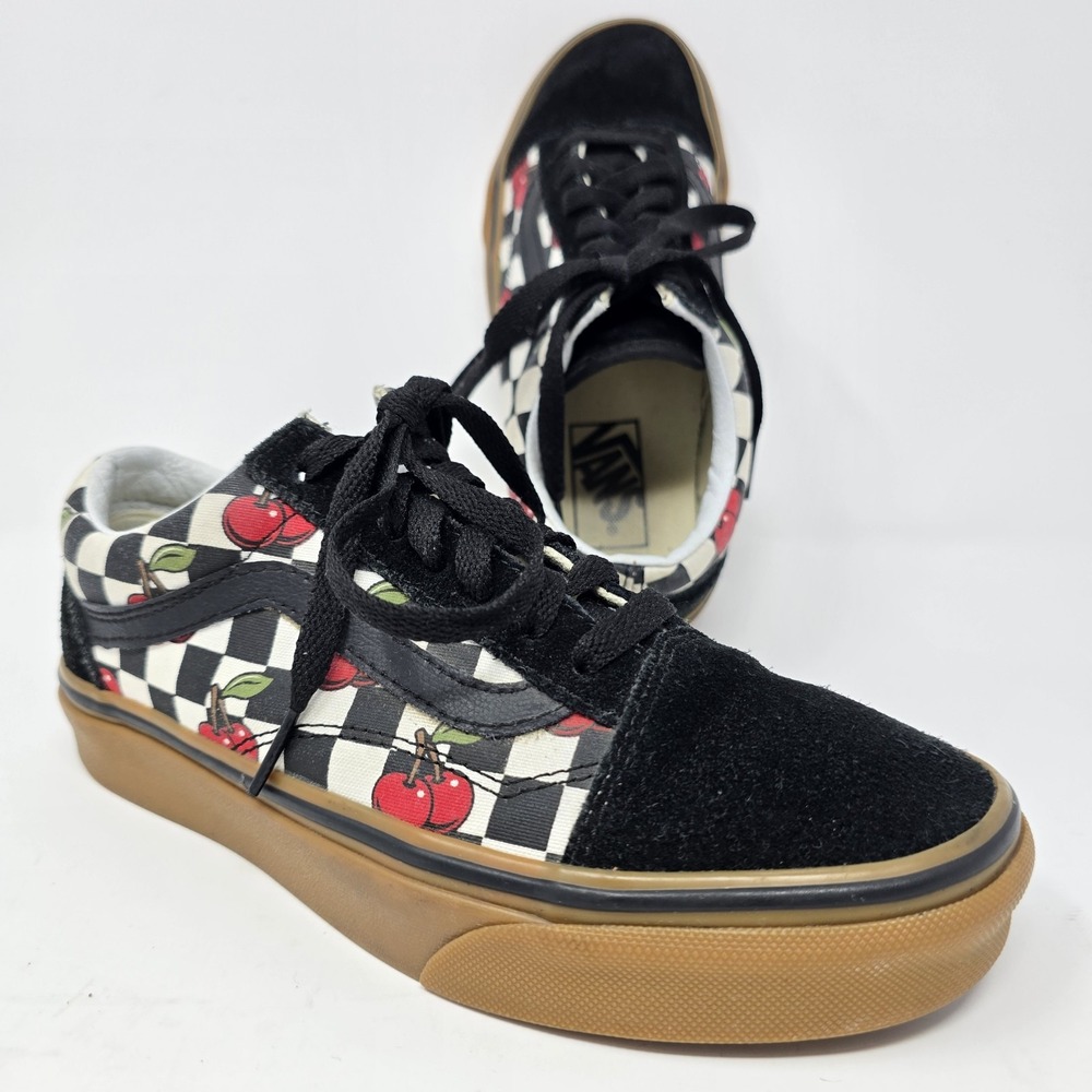 Vans Old Skool Platform Cherry Checkerboard Gum Sole Sneakers Womens 5.5 Black - Picture 8 of 16